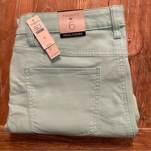 Talbots- Jeans, Aqua Color, Pedal Pusher, Simply Flattering Collection, Size 6